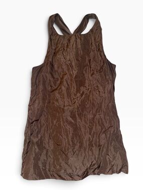 Banana Republic Brown Silk Blend Crinkle Tunic Size M Metallic Twisted Racerback